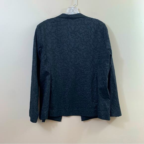 Eileen Fisher Embroidered Silk Open Black Blazer - Picture 5 of 5